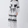 Hot Sale 🥰 Karen Millen Tall Polka Dot Mix Lace & Embroidery Maxi 👗 Dress 🎉