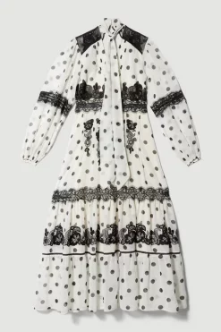 Best Sale 🥰 Karen Millen Polka Dot Mix Lace & Embroidery Maxi 👗 Dress 🎁 -OCCASION DRESSES Sale2023 bkk08348 white xl 3