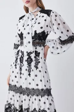 Best Sale 🥰 Karen Millen Polka Dot Mix Lace & Embroidery Maxi 👗 Dress 🎁 -OCCASION DRESSES Sale2023 bkk08348 white xl 4