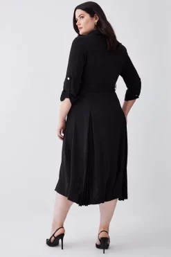 Brand new 🌟 Karen Millen Plus Size Soft Tailored Pleat Panel Sleeved Belted Midi 👗 Dress 🧨 -OCCASION DRESSES Sale2023 bkk08382 black xl 2