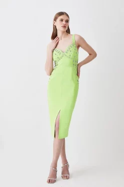 Deals ✨ Karen Millen Embellished Stretch Woven Midi 👗 Dress ✨ -OCCASION DRESSES Sale2023 bkk08455 apple20green xl 4