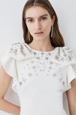 Best Sale 👏 Karen Millen Tall Embellished Stretch Woven Midi 👗 Dress 💯 -OCCASION DRESSES Sale2023 bkk08460 mono xl 4