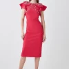 New 😍 Karen Millen Petite Embellished Stretch Woven Midi 👗 Dress 🌟 -OCCASION DRESSES Sale2023 bkk08461 hot20pink xl