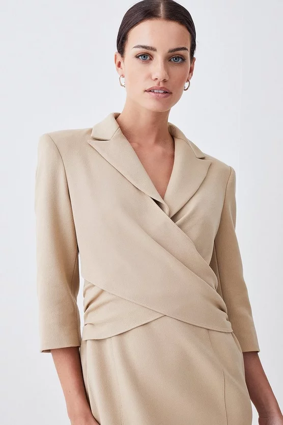 Top 10 🥰 Karen Millen Petite Compact Crepe Wrap Waist Pencil Midi 👗 Dress 🎉 4 Top 10 🥰 Karen Millen Petite Compact Crepe Wrap Waist Pencil Midi 👗 Dress 🎉 - Image 2