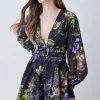 Cheap 🌟 Karen Millen Silk Cotton Botanica Floral Woven Short 👗 Dress 🥰 -OCCASION DRESSES Sale2023 bkk08652 floral xl