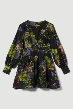 Cheap 🌟 Karen Millen Silk Cotton Botanica Floral Woven Short 👗 Dress 🥰 -OCCASION DRESSES Sale2023 bkk08652 floral xl 3