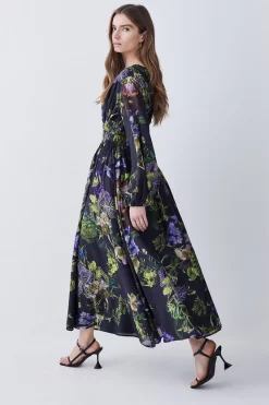 Promo 🤩 Karen Millen Silk Cotton Botanical Floral Woven Maxi 👗 Dress 🥰 -OCCASION DRESSES Sale2023 bkk08653 floral xl 2