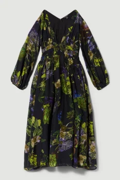 Promo 🤩 Karen Millen Silk Cotton Botanical Floral Woven Maxi 👗 Dress 🥰 -OCCASION DRESSES Sale2023 bkk08653 floral xl 3
