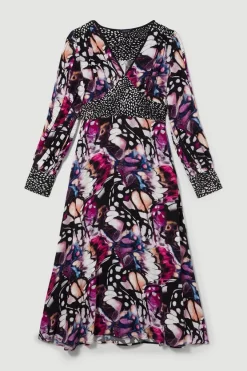 Wholesale 💯 Karen Millen Butterfly Print Plunge Neck Woven Midi 👗 Dress 🔔 -OCCASION DRESSES Sale2023 bkk08877 purple xl 3