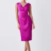 Promo 🔥 Karen Millen Petite Italian Structured Satin Off The Shoulder Pencil Midi 👗 Dress ✔️ -OCCASION DRESSES Sale2023 bkk08912 magenta xl