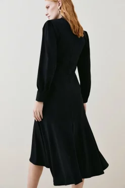 Cheapest 🥰 Karen Millen Petite Soft Tailored High Low Sleeved Midi 👗 Dress 👍 -OCCASION DRESSES Sale2023 bkk08965 black xl 2