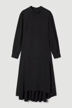 Cheapest 🥰 Karen Millen Petite Soft Tailored High Low Sleeved Midi 👗 Dress 👍 -OCCASION DRESSES Sale2023 bkk08965 black xl 3