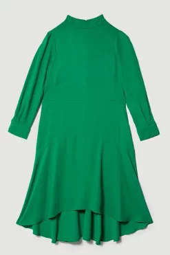 Brand new 🔥 Karen Millen Plus Size Soft Tailored High Low Sleeved Midi 👗 Dress 👏 -OCCASION DRESSES Sale2023 bkk08966 green xl 3