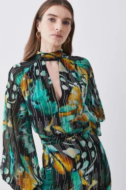 Hot Sale 👏 Karen Millen Metallic Iridescent Column Midi 👗 Dress 🎁 -OCCASION DRESSES Sale2023 bkk08989 green xl 4