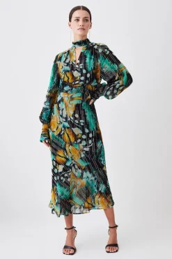 Discount 🛒 Karen Millen Petite Metallic Iridescent Column Midi 👗 Dress ✔️