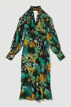 Discount 🛒 Karen Millen Petite Metallic Iridescent Column Midi 👗 Dress ✔️ -OCCASION DRESSES Sale2023 bkk08991 green xl 3