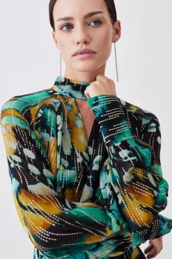 Discount 🛒 Karen Millen Petite Metallic Iridescent Column Midi 👗 Dress ✔️ -OCCASION DRESSES Sale2023 bkk08991 green xl 4