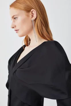 Wholesale 👏 Karen Millen Italian Wool Satin Statement Shoulder Tailored Mini 👗 Dress ⭐ -OCCASION DRESSES Sale2023 bkk09168 black xl 4