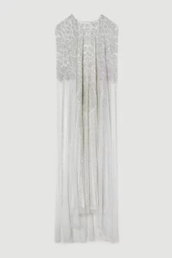 Wholesale 🤩 Karen Millen Petite Premium Embellished Caped Maxi 👗 Dress ✔️ -OCCASION DRESSES Sale2023 bkk09251 ivory xl 3