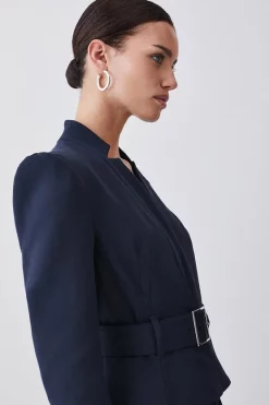 Best Pirce ✔️ Karen Millen Petite Structured Crepe Forever Pleated Midi 👗 Dress 💯 -OCCASION DRESSES Sale2023 bkk09272 navy xl 5