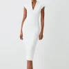 Brand new 😉 Karen Millen Petite Structured Crepe Forever Midi 👗 Dress 🥰 -OCCASION DRESSES Sale2023 bkk09301 ivory xl