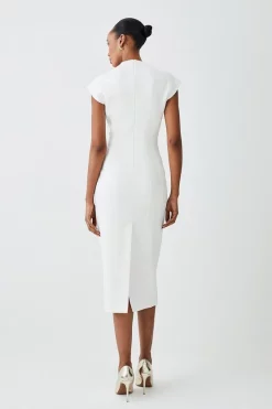 Brand new 😉 Karen Millen Petite Structured Crepe Forever Midi 👗 Dress 🥰 -OCCASION DRESSES Sale2023 bkk09301 ivory xl 2