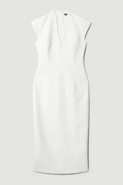 Brand new 😉 Karen Millen Petite Structured Crepe Forever Midi 👗 Dress 🥰 -OCCASION DRESSES Sale2023 bkk09301 ivory xl 3