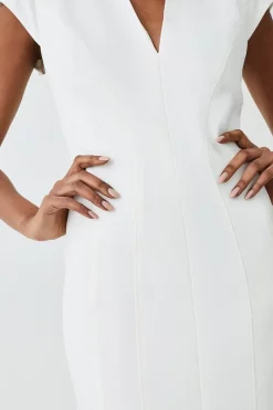 Brand new 😉 Karen Millen Petite Structured Crepe Forever Midi 👗 Dress 🥰 -OCCASION DRESSES Sale2023 bkk09301 ivory xl 4