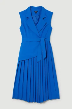 Cheapest 👍 Karen Millen Petite Military Pleat Short Sleeve Midi 👗 Dress ✔️ -OCCASION DRESSES Sale2023 bkk09401 cobalt xl 3