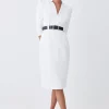 Deals 🔔 Karen Millen Petite Compact Stretch Belted Forever Belted Midi 👗 Dress 😍 -OCCASION DRESSES Sale2023 bkk09432 ivory xl