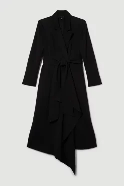 Best Sale ⭐ Karen Millen Drape Belted Long Sleeve Soft Tailored Midi 👗 Dress 🧥 Coat 😀 -OCCASION DRESSES Sale2023 bkk09631 black xl 3
