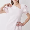 Best deal 😉 Karen Millen Compact Stretch Viscose Drape Detail Pencil Midi 👗 Dress ❤️ -OCCASION DRESSES Sale2023 bkk09689 blush xl