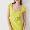 Best deal ⌛ Karen Millen Clean Tailored Belted Split Detail Pencil Midi 👗 Dress 🥰 -OCCASION DRESSES Sale2023 bkk09704 lime xl