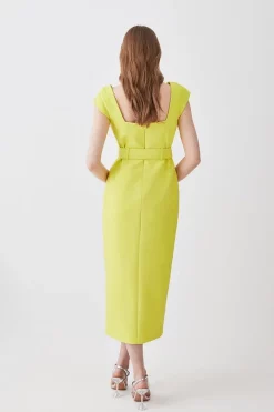 Best deal ⌛ Karen Millen Clean Tailored Belted Split Detail Pencil Midi 👗 Dress 🥰 -OCCASION DRESSES Sale2023 bkk09704 lime xl 2