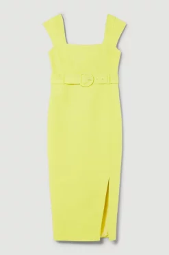 Best deal ⌛ Karen Millen Clean Tailored Belted Split Detail Pencil Midi 👗 Dress 🥰 -OCCASION DRESSES Sale2023 bkk09704 lime xl 3