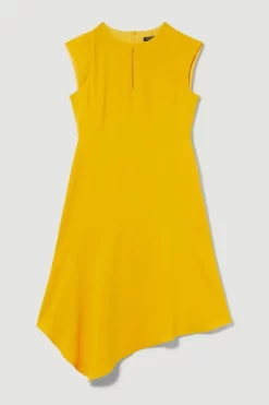 Best deal 😀 Karen Millen Petite Soft Tailored Key Hole Cap Sleeve High Low 👗 Dress 🔥 -OCCASION DRESSES Sale2023 bkk09778 marigold xl 3