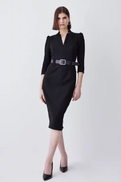 Wholesale 👏 Karen Millen Structured Crepe Belted Forever Midi 👗 Dress 👍