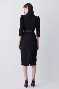 Wholesale 👏 Karen Millen Structured Crepe Belted Forever Midi 👗 Dress 👍 -OCCASION DRESSES Sale2023 bkk09792 black xl 2
