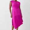 Coupon 🌟 Karen Millen Plus Size Soft Tailored Key Hole Cap Sleeve High Low 👗 Dress 😀 -OCCASION DRESSES Sale2023 bkk10051 purple xl