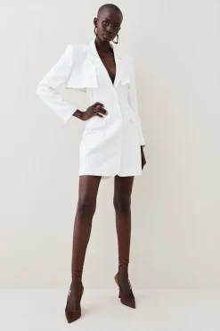 Best deal ⭐ Karen Millen Compact Stretch Two Piece Tailored Mini 👗 Dress 🥰 -OCCASION DRESSES Sale2023 womens aqua compact stretch two piece tailored mini dress