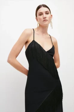 Discount โ๏ธ Karen Millen Asymmetric Fringe Strappy Cami Midi ๐ Dress ๐ 11 Discount โ๏ธ Karen Millen Asymmetric Fringe Strappy Cami Midi ๐ Dress ๐ -OCCASION DRESSES Sale2023 womens black asymmetric fringe strappy cami midi dress