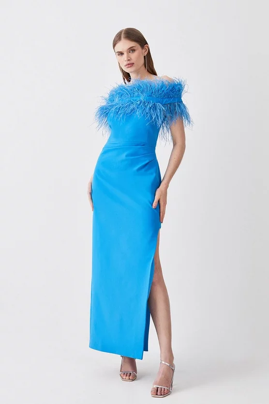 Cheap โ Karen Millen Feather Bardot Stretch Crepe Maxi ๐ Dress ๐ 11 Cheap โ Karen Millen Feather Bardot Stretch Crepe Maxi ๐ Dress ๐ - Image 9