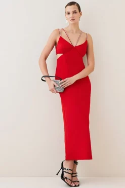 Deals ❤️ Karen Millen Figure Form Crystal Embellished Midi 👗 Dress 🌟 -OCCASION DRESSES Sale2023 womens black figure form crystal embellished midi dress