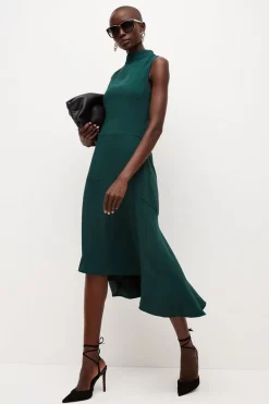 Hot Sale 🔥 Karen Millen Petite Soft Tailored High Low Midi 👗 Dress ✨ -OCCASION DRESSES Sale2023 womens black petite soft tailored high low midi dress 5