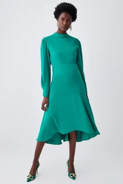 Top 10 ✔️ Karen Millen Soft Tailored High Low Sleeved Midi 👗 Dress ✔️ -OCCASION DRESSES Sale2023 womens black soft tailored high low sleeved midi dress 3
