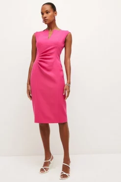 Promo ❤️ Karen Millen Structured Crepe Envelope Neck Pencil Midi 👗 Dress 🎉 -OCCASION DRESSES Sale2023 womens black structured crepe envelope neck pencil midi dress 1