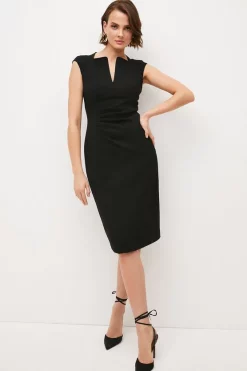 Promo ❤️ Karen Millen Structured Crepe Envelope Neck Pencil Midi 👗 Dress 🎉 -OCCASION DRESSES Sale2023 womens black structured crepe envelope neck pencil midi dress 4