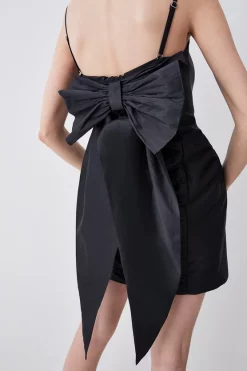 Discount 🤩 Karen Millen Taffeta Exaggerated Bow Cami Mini 👗 Dress 🌟 -OCCASION DRESSES Sale2023 womens black taffeta exaggerated bow cami mini dress 1