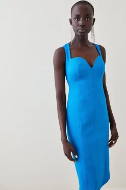 Best Sale 😍 Karen Millen Italian Jersey Contour Column Midi 👗 Dress 🛒 -OCCASION DRESSES Sale2023 womens blue italian jersey contour column midi dress 1 1