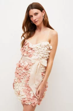 Outlet 💯 Karen Millen Applique Cross Back Woven Mini 👗 Dress 👍 -OCCASION DRESSES Sale2023 womens blush applique cross back woven mini dress